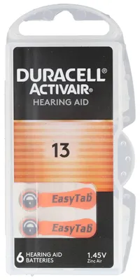 Zdjęcie produktu dla 6 x baterie do aparatów słuchowych Duracell ActivAir 13