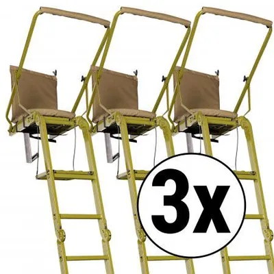 Produktbild von Baumsitz Waschbär, 305 cm hoch, 100 kg Tragkraft, aus Alu, olivgrün mit hochklappbarer Gewehrauflage