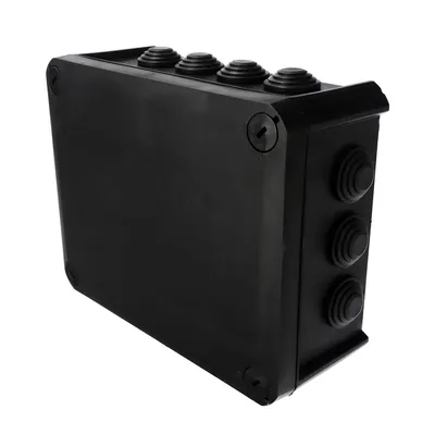 Obrázok produktu pre Povrchová hermetická krabica s káblovými vývodkami, skrutkovací kryt, 190x150x75mm, IP66, čierna, EDO777831, EDO Technic