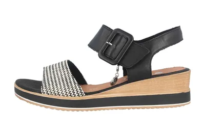 Produktbild von Remonte Damen Sandale mit Keilabsatz Glattleder Klettverschluss D6453, Größe:42 EU, Farbe:Schwarz