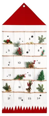 Produktbild von Adventskalender zum Befüllen 2026 Stoff mit 24 Taschen zum Aufhängen Rot