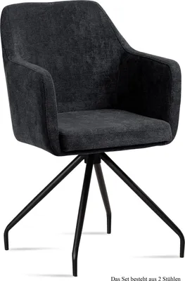 Produktbild von Armlehnstuhl (2er-Set) Dijana 57x87x60 Schwarz/Anthrazit