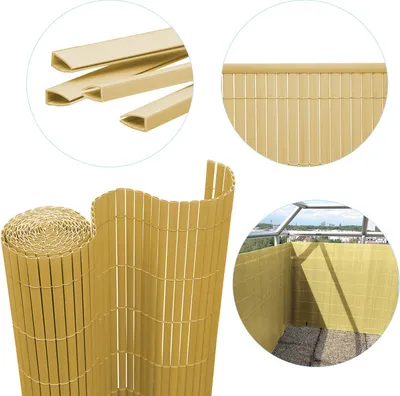 Zdjęcie produktu dla Clanmacy – mata osłonowa z PVC, ogrodzenie osłonowe, osłona na ogrodzenie, osłona balkonowa, osłona przeciwwiatrowa, bambus, 100 x 900 cm
