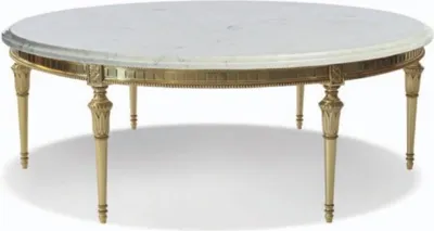 Produktbild von Casa Padrino Luxus Barock Couchtisch Weiß / Gold - Runder Massivholz Wohnzimmertisch mit Carrara Marmor Tischplatte - Barock Wohnzimmer & Hotel Möbel - Erstklassische Qualität -  Italy