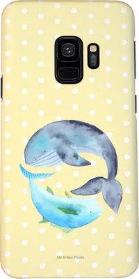 Produktbild von Mr. & Mrs. Panda Samsung Galaxy S9 Handyhülle Walfisch Thunfisch - Gelb Pastell - Geschenk, Spruch Des Tages, Wahl, Witz, Lustig, Cover, Lustige Sprüche, Hülle, Wal