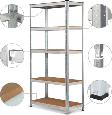 Immagine prodotto di Scaffale ad alta resistenza 610867 argento, sistema di cassetti, 180x90x40cm