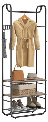 Immagine prodotto di VASAGLE, appendiabiti, porta abiti, con ripiano per scarpe, scaffale per scarpe