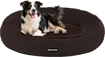 Produktbild von Hundebett 80 cm, für mittelgroße Hunde, Cord, braun, rutschfest, für Wohnbereich