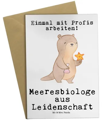Produktbild von Mr. & Mrs. Panda Klappkarte Meeresbiologe Leidenschaft - Weiß - Geschenk, Spruch, einladungskarten, Witzig, Grußkarte, hochzeitskarten, glückwunschkarten, osterkarte