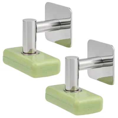 Image de Porte-savon magnétique Bremermann, lot de 2, pour savons et shampoings solides, fixation adhésive, acier inoxydable brillant