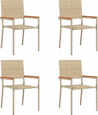 Produktbild von vidaXL Garten Stapelstühle 4 pcs Creme und Braun 54 x 56 x 90 cm