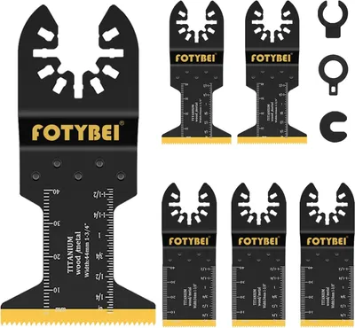 Imagen del producto de Hojas de sierra oscilante multifunción de titanio, juego de 5 unidades, para madera, metal y plástico