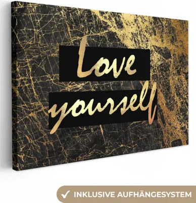 Produktbild von OneMillionCanvasses® - Leinwandbilder - 140x90 cm, Zitate - Selbstvertrauen - Gold - Schwarz, Wandbilder Kunstdruck Wanddekoration