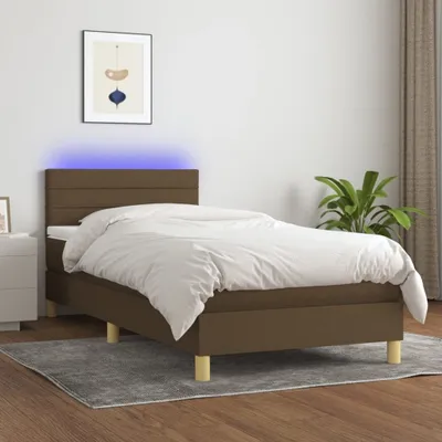 Produktbild von The Living Store Boxspringbett mit Matratze & LED Dunkelbraun 90x200 cm Stoff