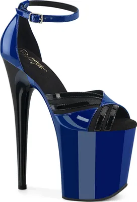 Produktbild von FLAMINGO-884 Pleaser vegane Damen High Heels Plateausandaletten royal blau schwarz