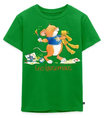Produktbild von Spreadshirt Leo Lausemaus Malen mit Teddy Kinder Premium T-Shirt, 122/128 (6 Jahre), Grün