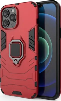Produktbild von Mobigear Armor Ring iPhone 13 Pro Max Hülle Hardcase Backcover Stoßfest mit Ringhalter - Rot