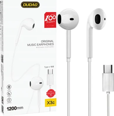 Image de Dudao X3C Casque intra-auriculaire filaire Usb-C 1.2M - Blanc