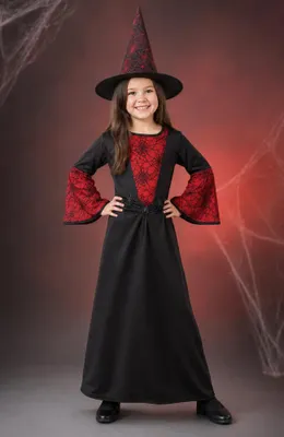 Produktbild von Kinderkostüm Hexe Mystia 2-tlg. Hexenkleid und Hexenhut Halloween (140)