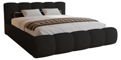 Zdjęcie produktu dla BESILIO Łóżko z grubej pianki 180x200 boucle Milly - łóżko z pojemnikiem i stelażem - Czarny