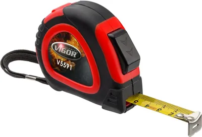Produktbild von Bandmaß V5591, 5m x 19mm, mit Magnetanschlag, Bandstopp, Handschlaufe und Gürtelclip