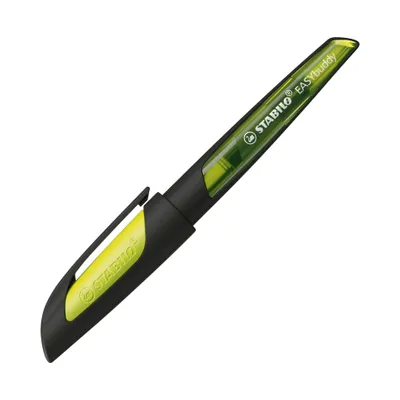 Produktbild von Schulfüller mit Standard-Feder M - STABILO EASYbuddy in schwarz/limette - Schreibfarbe blau (löschbar) - Einzelstift - inklusive Patrone
