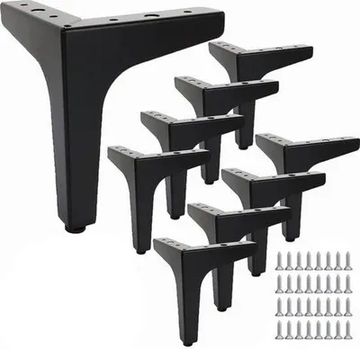 Obrázek produktu pro Černé kovové nohy ke stolu – sada 8 kusů – 15 cm