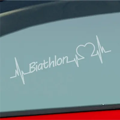 Produktbild von Auto Aufkleber Biathlon Herzschlag Wintersport Wettkampf Sport Liebe 19x5 cm Milchglas Sticker Heckscheibenaufkleber