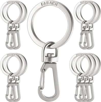 Produktbild von FABACH 10 x Karabiner Schlüsselanhänger mit drehbarem Schlüsselring - Kleine abnehmbare Karabinerhaken Schlüsselringe - Stabile Mini Schlüssel Karabiner Haken als Schlüsselhalter und zum Basteln