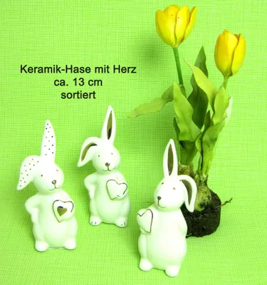 Produktbild von Hase mit Herz weiss-gold ca. 13 cm sortiert