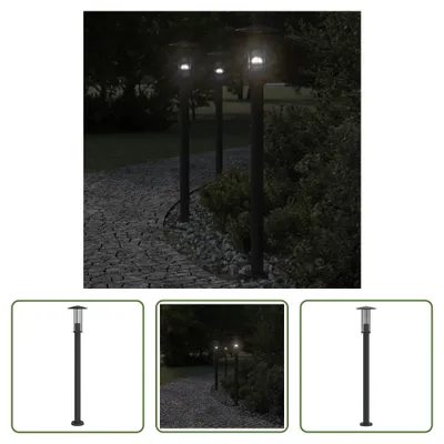 Image de The Living Store Lampe d'allée noire 100 cm Acier inoxydable