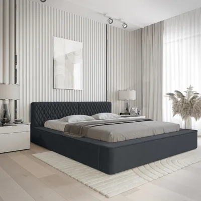 Produktbild von Polsterbett Doppelbett NORFOLK Komplettset 180x200cm in Stoff Ditra Blau