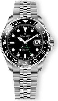 Produktbild von Gigandet Automatikuhr Edelstahl Saphirglas Silber Schwarz World Trip GMT Ceramic - G1000-005M-C