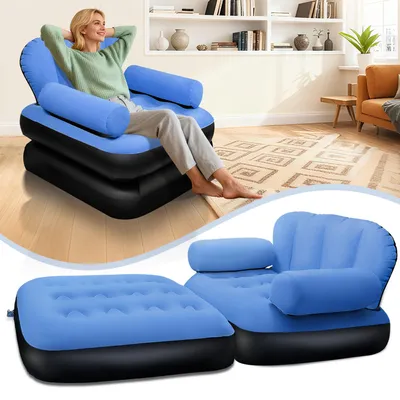 Aufblasbare Couch mit Kopfstütze, gepolstert, 150 kg, Blau