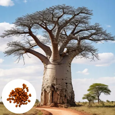 Produktbild von Adansonia Digitata - 5 Samen - Trockenresistent - Bonsai-Geeignet - Afrikanischer Baobab