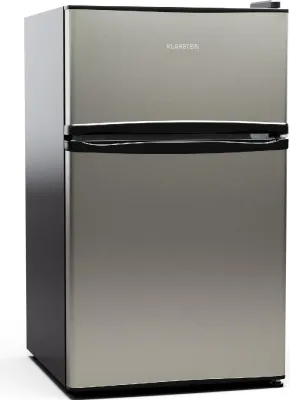 Image de KLARSTEIN Big Daddy Cool - Frigo réfrigérateur, réfrigérateur combiné, Compartiment bouteilles, Bac légumes, Eclairage intérieur, Look moderne, Nettoyage facile, Pieds réglables, 86 L - Argent