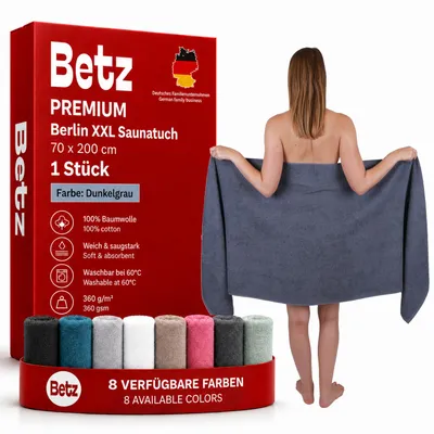 Produktbild von Betz XXL Saunatuch 70 x 200 cm BERLIN  Badetuch 100% Baumwolle Farbe – dunkelgrau