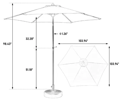 Productafbeelding van Parasol - Tuinparasol - Terrasparasol - Zonnescherm - Waterafstotend - UV-Bestendig - Aluminium Frame