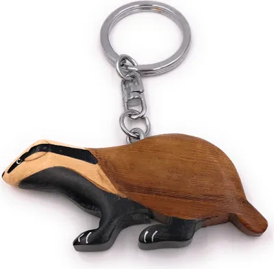 Image de Onwomania Porte-clés en bois Blaireau Prédateur Animal Forêt Pendentif Charm