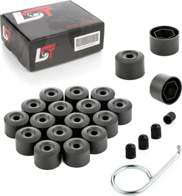 Produktbild von 20x Radschrauben Abdeckkappen Set 17 mm schwarz für SAAB VOLVO OPEL VAUXHALL