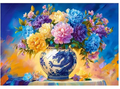 Produktbild von CASTORLAND Puzzle Blumen aus schwarzem Porzellan 500 dlks