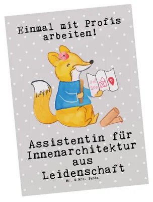 Produktbild von Mr. & Mrs. Panda Grußkarte Assistentin für Innenarchitektur Leidenschaft - Grau Pastell - Geschenk, Fotokarte, Postkarte, Postkarten, Ansichtskarte, bildkarte