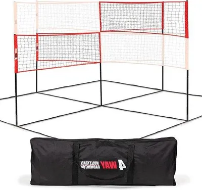 Image de Filet de volley-ball et de badminton d'extérieur pour le jardin, la plage et le parc - Filet de badminton blanc orienté vers l'est