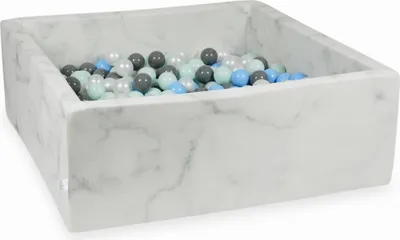 Produktbild von Trockenbecken 110x110x40 Marmor mit 600 Bällen: Hellmint, Hellblau, Grau, Perlmutt