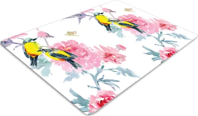 Produktbild von Stuhlunterlage Bürostuhlunterlage 120 cm x 90 cm Bodenmatte Bürostuhlunterlage - Vögel und Blumen