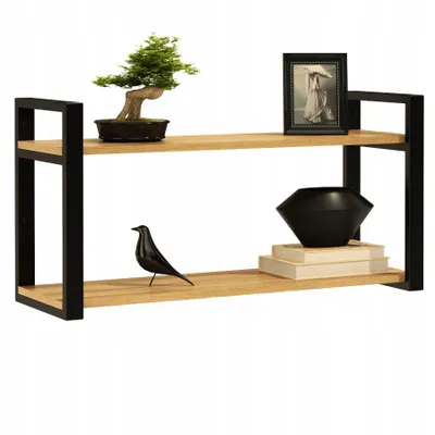 Zdjęcie produktu dla Półka wisząca loft 90cm regał na przyprawy książki kwiaty zdjęcia Dąb Craft Złoty