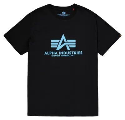 Produktbild von Alpha Industries Herren Basic T-Shirt,Schwarz (Black/Blue 93), Medium