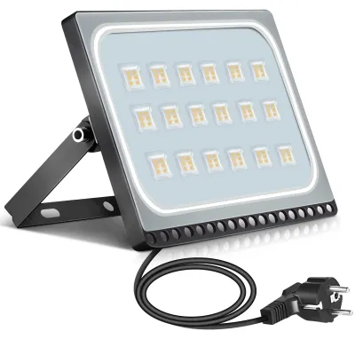 LED-Strahler 100 W, IP65, warmweiß, mit Stecker, für Garten & Garage