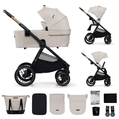 Produktbild von Kinderkraft NEA 2 - Kinderwagen 2-in-1 - bis 27 kg - Babywanne & Buggy - pannensichere Räder - wasserdichtes Verdeck UPF50+ - faltbar wendig - Beige