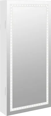 Produktbild von vidaXL Spiegel-Schmuckschrank mit LED-Beleuchtung Wandmontage Weiß